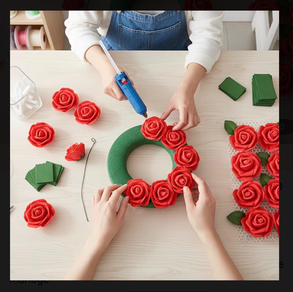 têtes de roses artificielles en mousse
