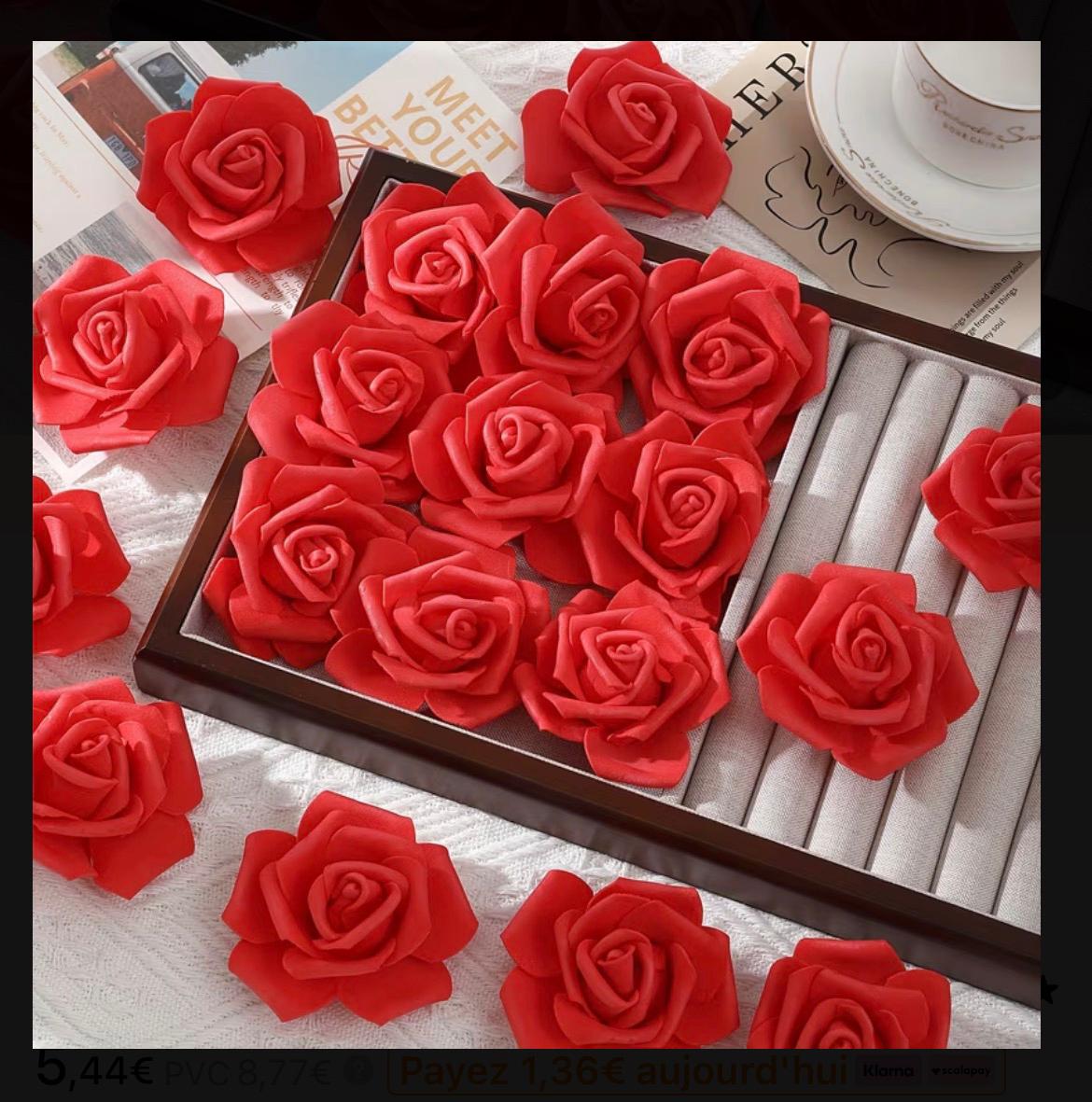 têtes de roses artificielles en mousse